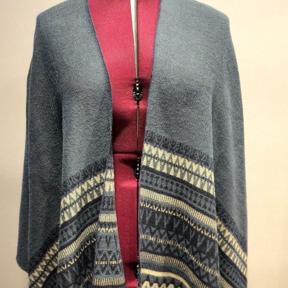 Women's Woven Poncho with Fringe - Picture 1 of 1